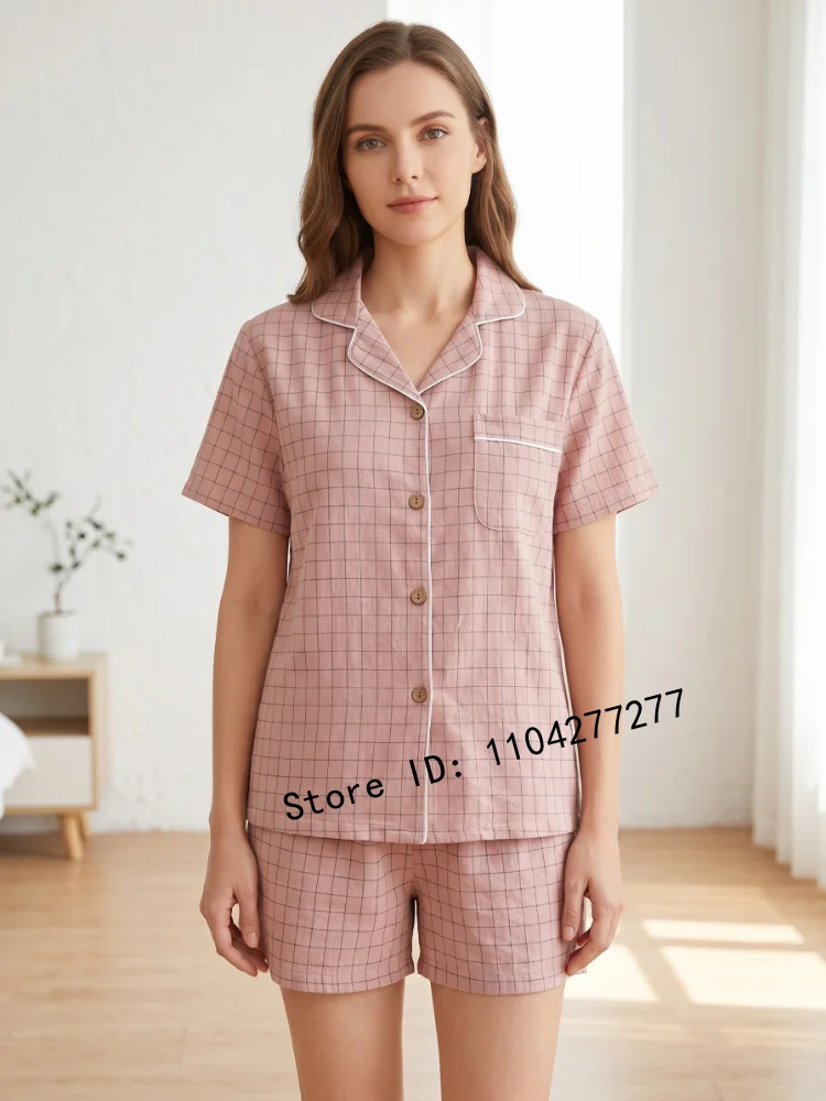 Womens 2-Piece Summer Plaid Sleepwear, V-Neck Short Sleeve Top & Shorts Casual Loungewear
Womens 2-Piece Summer Plaid Sleepwear, V-Neck Short Sleeve Top & Shorts Casual Loungewear