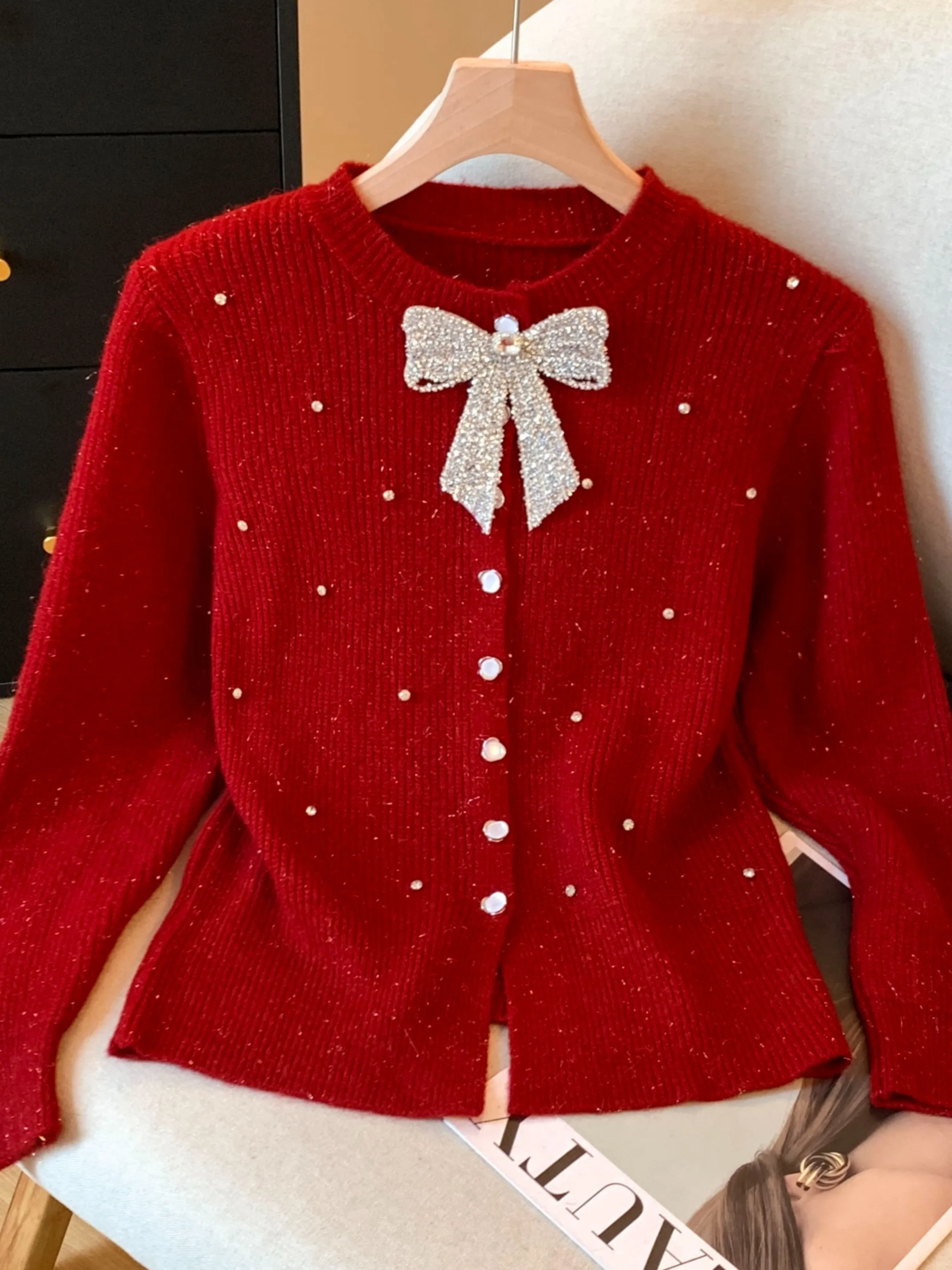 Heavy Embellied Knot Knitted Open Cardigan Women's Autumn Winter Faion Inner And Outer Sweater Top Self-Kept Sle
Heavy Embellied Knot Knitted Open Cardigan Women's Autumn Winter Faion Inner And Outer Sweater Top Self-Kept Sle