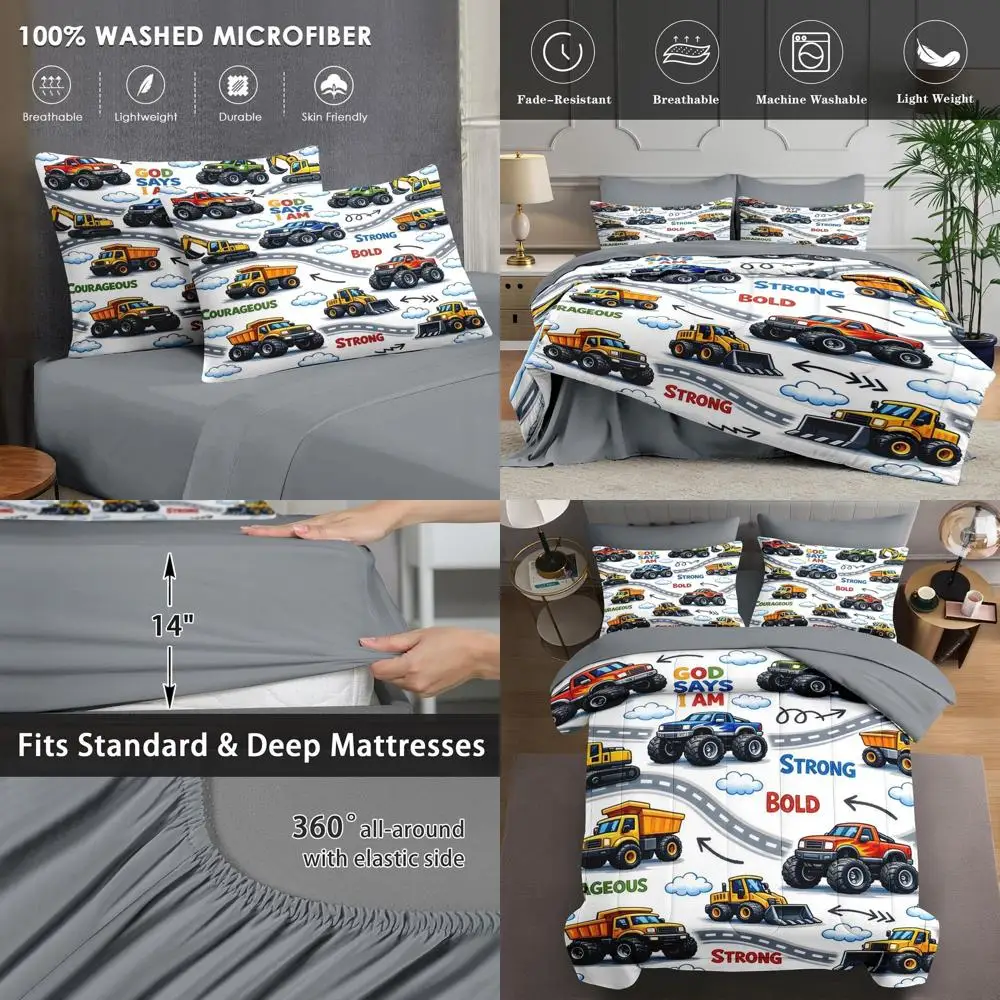 King Size Comforter Set with 2 Pillowcases, 2 Shams, and Sheet - Excavator Truck Bedding for Kids and Adults
King Size Comforter Set with 2 Pillowcases, 2 Shams, and Sheet - Excavator Truck Bedding for Kids and Adults