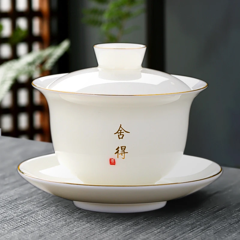 Yangliyu White Porcelain Tea Cup Large Size Gongfu Tea Set Single High End Home Use Tea Bowl with Lid Three Elements
Yangliyu White Porcelain Tea Cup Large Size Gongfu Tea Set Single High End Home Use Tea Bowl with Lid Three Elements