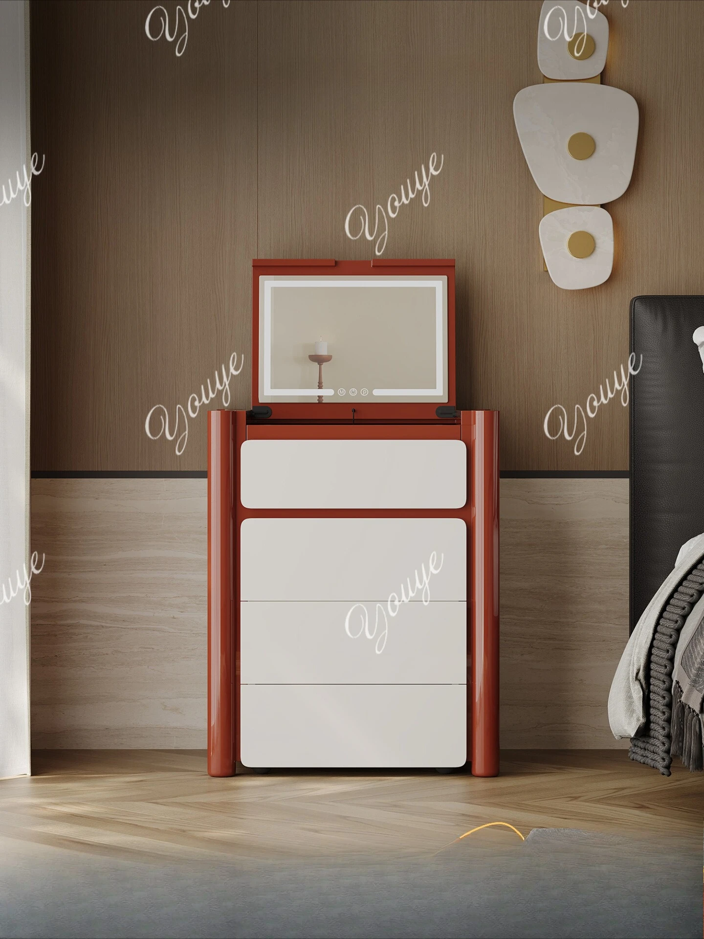 Italian minimalist high-gloss paint dressing table, makeup stool integrated household small apartment high-end dressing table
Italian minimalist high-gloss paint dressing table, makeup stool integrated household small apartment high-end dressing table