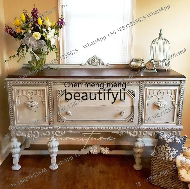 183 French retro solid wood porch, side cabinet, carved locker, old decorative chest cabinet
183 French retro solid wood porch, side cabinet, carved locker, old decorative chest cabinet