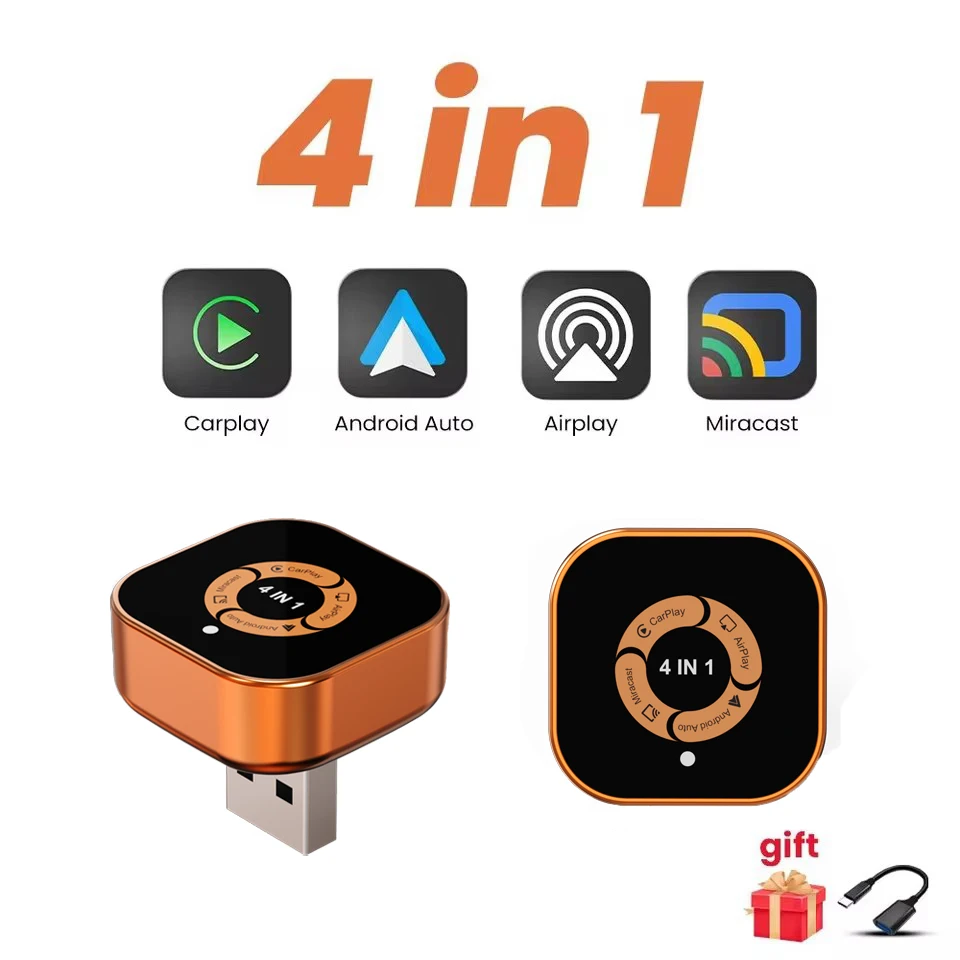 2026 Upgrade 4-In-1 Wireless Carplay Adapter with Screen AirPlay/Mirror Link Dual Band WiFi Car Stereo For Benz Volvo Hyundai VW
2026 Upgrade 4-In-1 Wireless Carplay Adapter with Screen AirPlay/Mirror Link Dual Band WiFi Car Stereo For Benz Volvo Hyundai VW