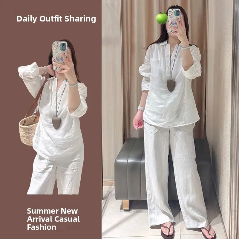 High-End Cotton Linen Women's Casual Shirt Summer Fashion Retro Linen Sun Protection Loose Feelings Matching Set
High-End Cotton Linen Women's Casual Shirt Summer Fashion Retro Linen Sun Protection Loose Feelings Matching Set