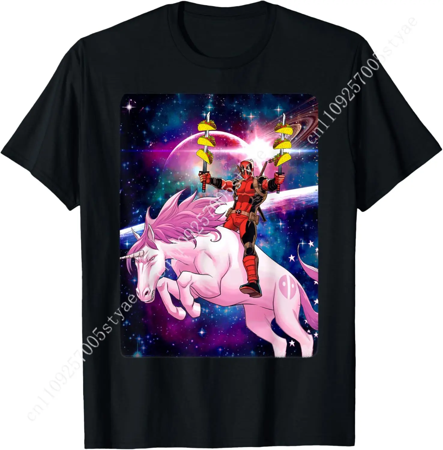 Marvel Deadpool Space Unicorn Tacos Graphic T-Shirt
Marvel Deadpool Space Unicorn Tacos Graphic T-Shirt