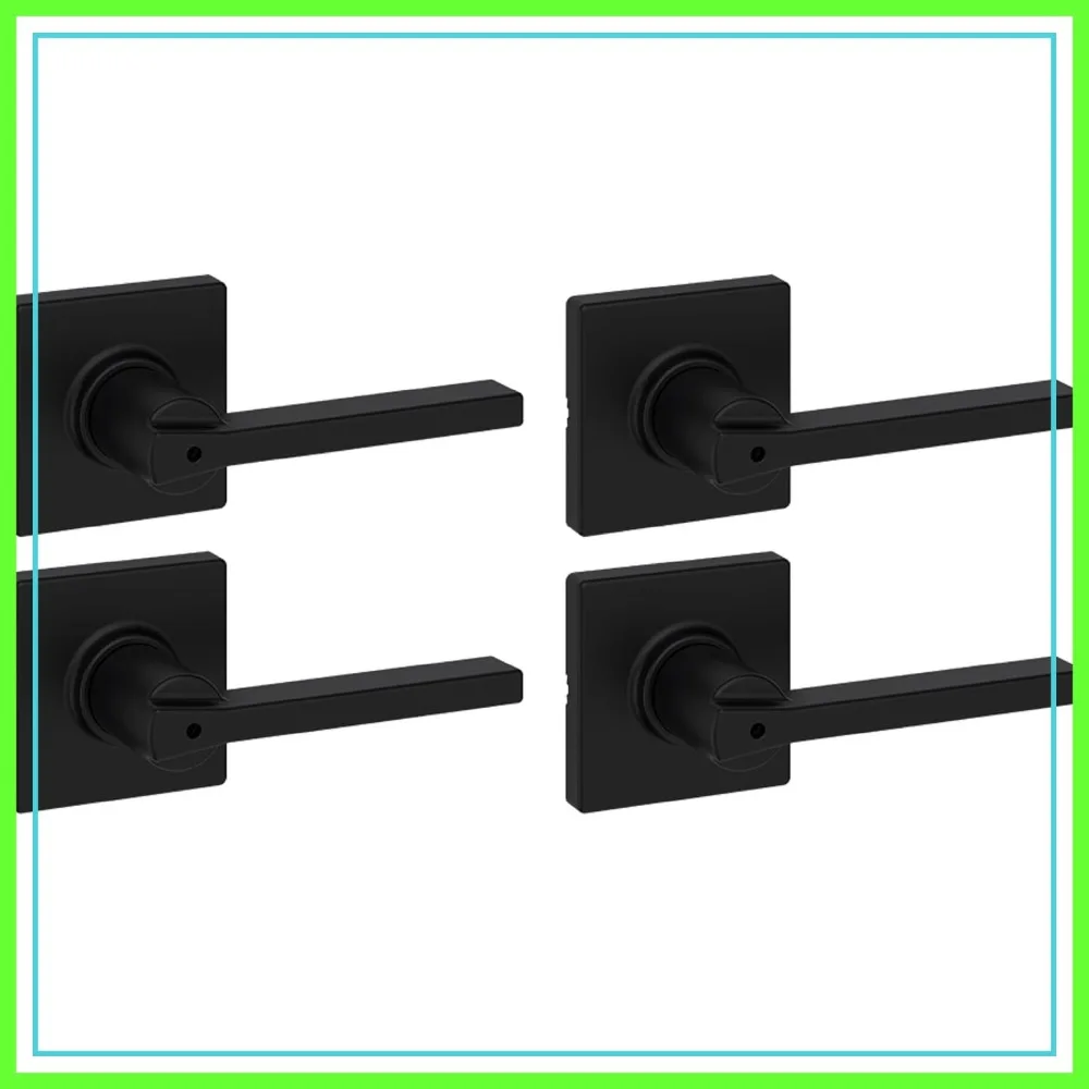 Interior Privacy Door Handle with Lock 4 Pack, Door Lever for Bathroom and Bedroom, Matte Black Reversible Keyless Turn Lock with Microban Protection
Interior Privacy Door Handle with Lock 4 Pack, Door Lever for Bathroom and Bedroom, Matte Black Reversible Keyless Turn Lock with Microban Protection