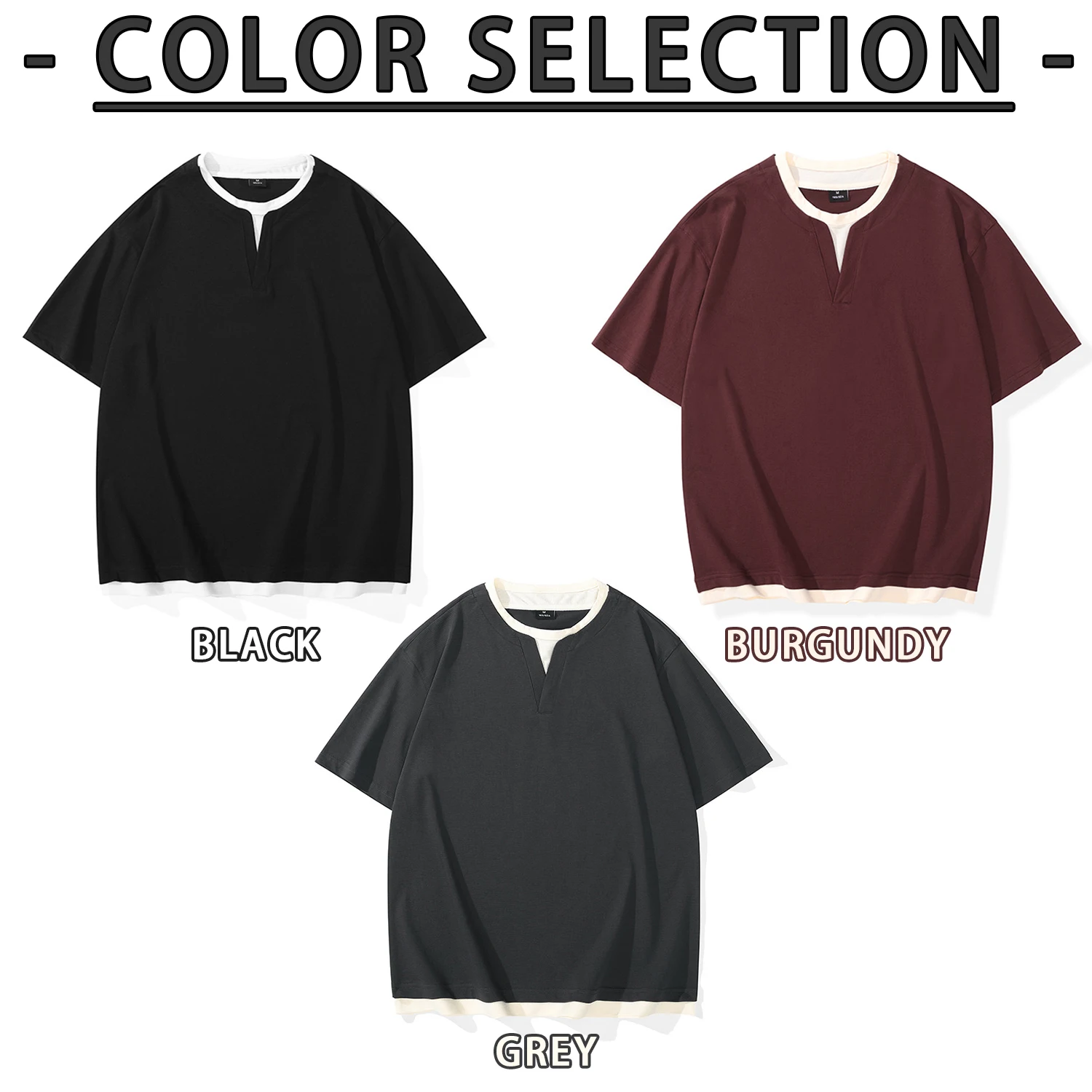 American retro heavyweight Henry collar fake two-piece T-shirt men's summer black loose shirt, fashionable men's clothing
American retro heavyweight Henry collar fake two-piece T-shirt men's summer black loose shirt, fashionable men's clothing