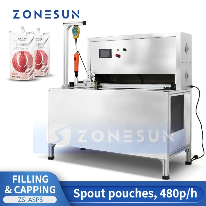 ZONESUN Semi Automatic Spout Pouch Filling and Capping Machine Stand-up Pouch Doypack Nozzle Bag Packing Magnetic Pump ZS-ASP3
ZONESUN Semi Automatic Spout Pouch Filling and Capping Machine Stand-up Pouch Doypack Nozzle Bag Packing Magnetic Pump ZS-ASP3