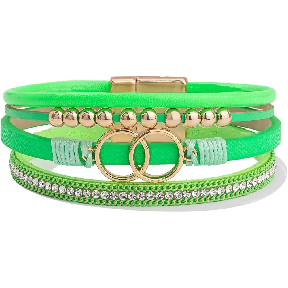 Wrap Bracelets Leather Cuff Bangle Gold Beaded Bracelets for Women Stackable Infinity Bracelets Jewelry with Magnetic Clasp
Wrap Bracelets Leather Cuff Bangle Gold Beaded Bracelets for Women Stackable Infinity Bracelets Jewelry with Magnetic Clasp
