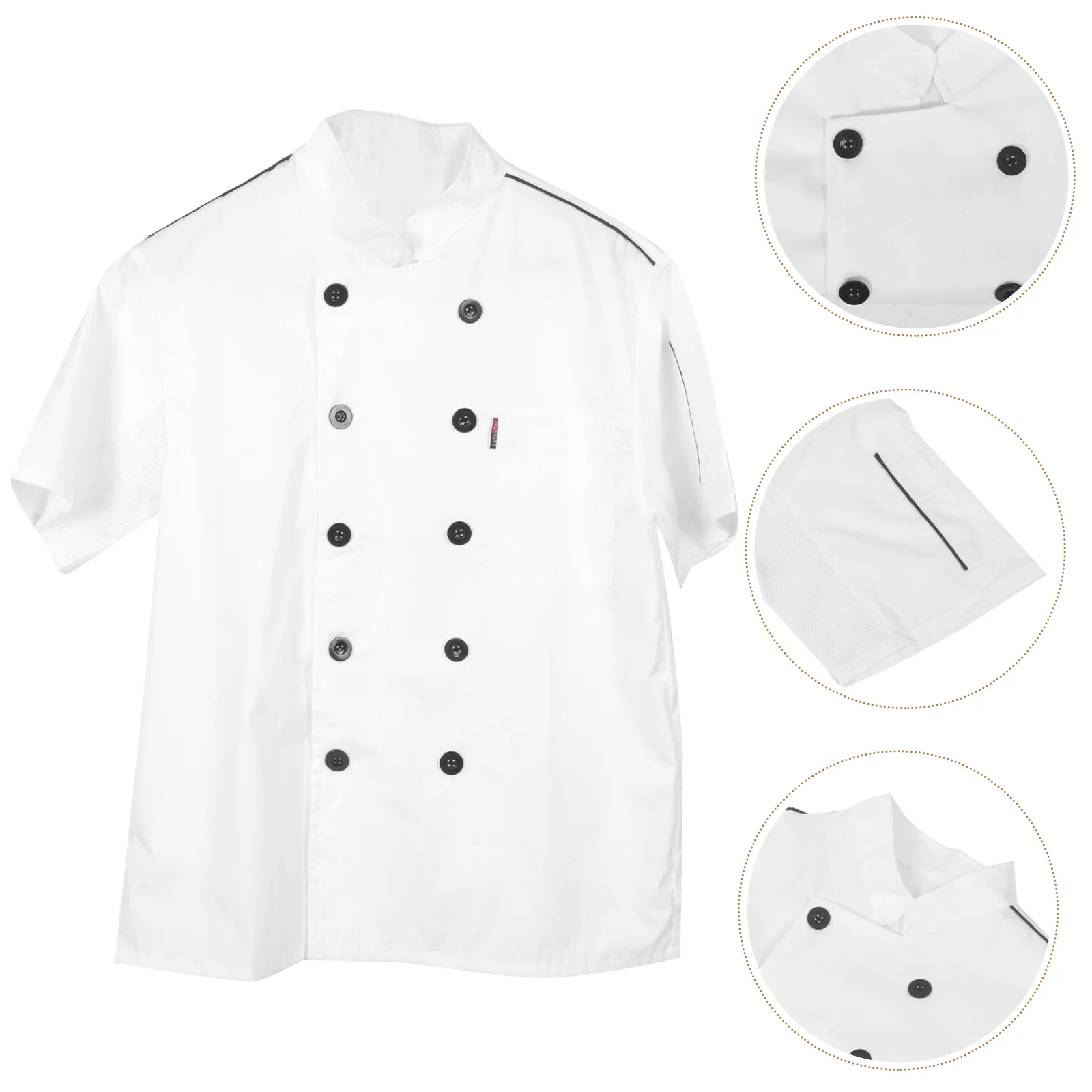 Chef Work Clothes Kitchen Short Sleeved Uniform Coats Stand Collar White Hotel Woman
Chef Work Clothes Kitchen Short Sleeved Uniform Coats Stand Collar White Hotel Woman