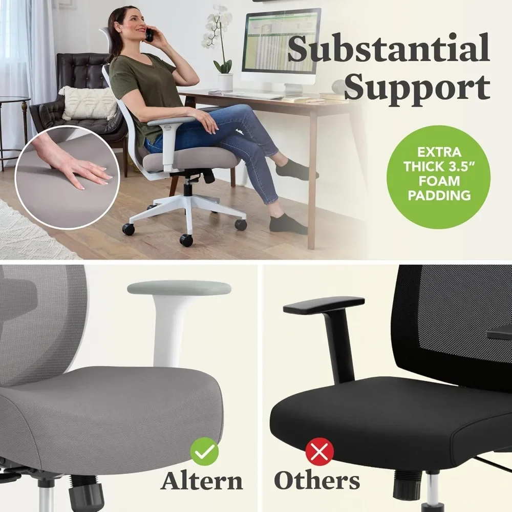 Altern Ergonomic Office Chair with Headrest,3.5 Inch Thick Foam Cushion Seat,Mid Back Mesh Desk Chair, Adjustable Lumbar Support
Altern Ergonomic Office Chair with Headrest,3.5 Inch Thick Foam Cushion Seat,Mid Back Mesh Desk Chair, Adjustable Lumbar Support