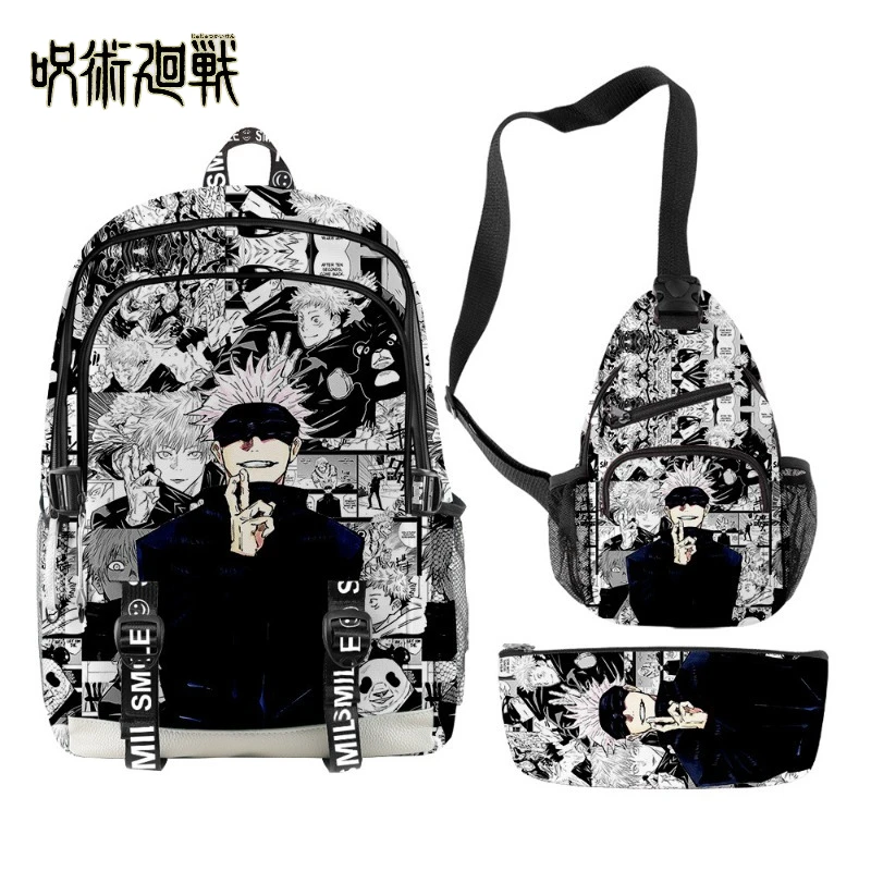 Jujutsu Kaisen Anime Peripheral 3D New Arrival Cross‑Border Printed 3‑Piece Backpack Pencil Case Crossbody Bag Set Holiday Gift
Jujutsu Kaisen Anime Peripheral 3D New Arrival Cross‑Border Printed 3‑Piece Backpack Pencil Case Crossbody Bag Set Holiday Gift