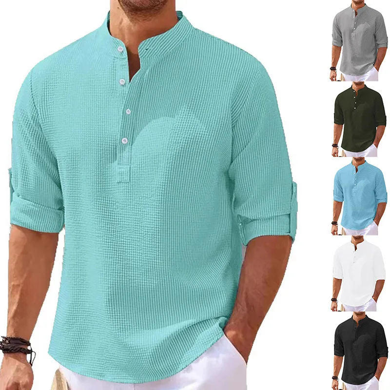 Summer Men's Medium Sleeve Polo Shirt Waffle Casual Loose Stand-Up Collar Button Polo Suit Men's
Summer Men's Medium Sleeve Polo Shirt Waffle Casual Loose Stand-Up Collar Button Polo Suit Men's