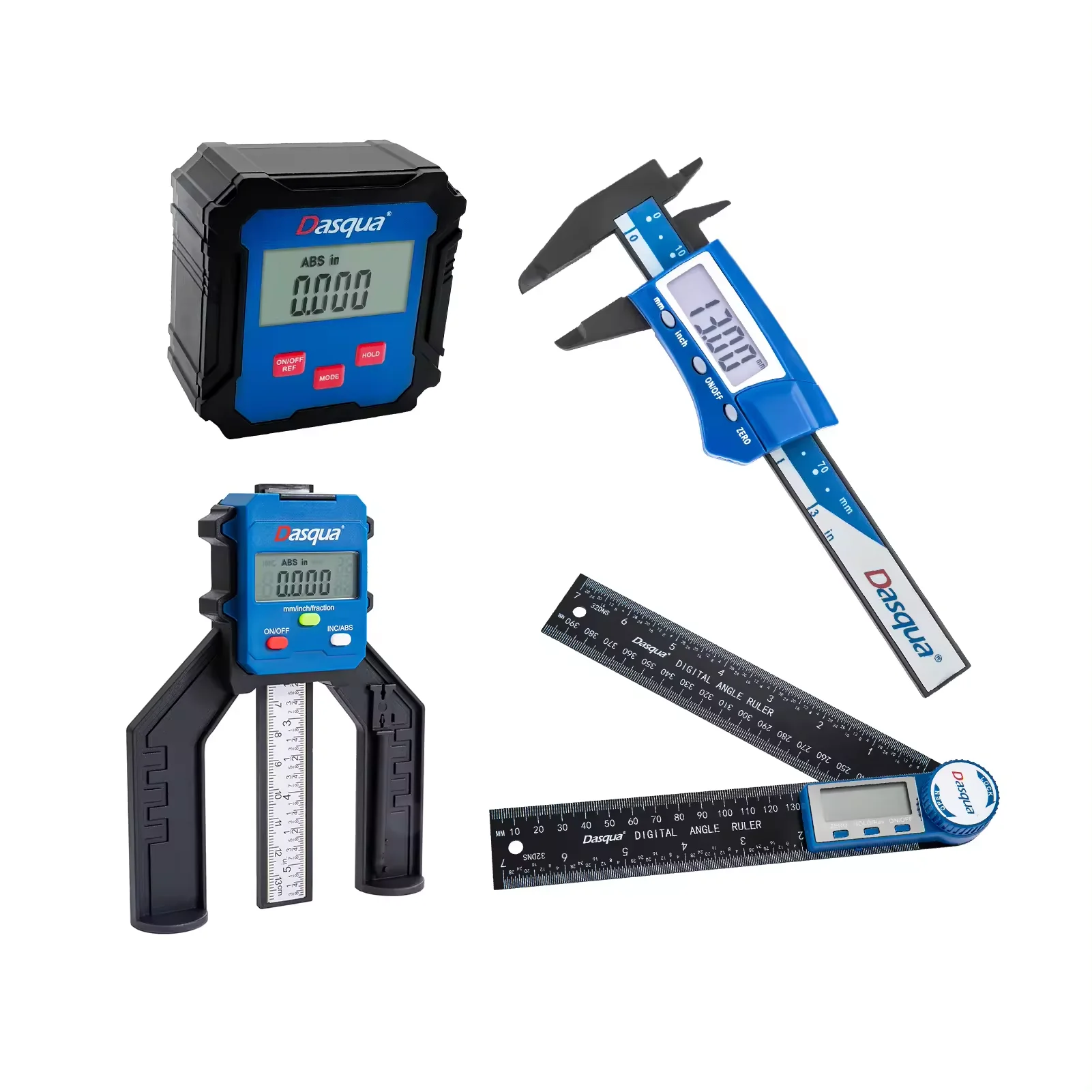 Dasqua 4Pcs 4x90 Dgrees Digital Angle Gauge Depth Gauge 0-75mm Plastic Caliper 200mm Digital Protractor Set
Dasqua 4Pcs 4x90 Dgrees Digital Angle Gauge Depth Gauge 0-75mm Plastic Caliper 200mm Digital Protractor Set