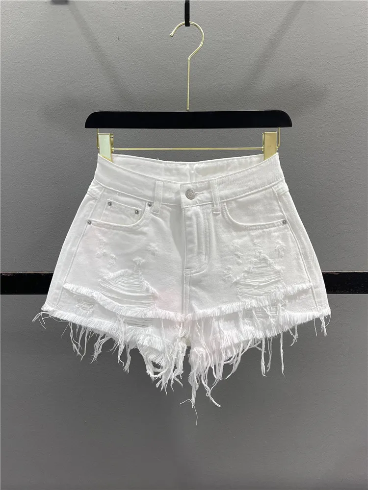 White Ripped Frayed Denim Shorts Women's Summer Design Sensation Slimming Hot Pants High Waist Wide Leg Casual Jeans Shorts
White Ripped Frayed Denim Shorts Women's Summer Design Sensation Slimming Hot Pants High Waist Wide Leg Casual Jeans Shorts