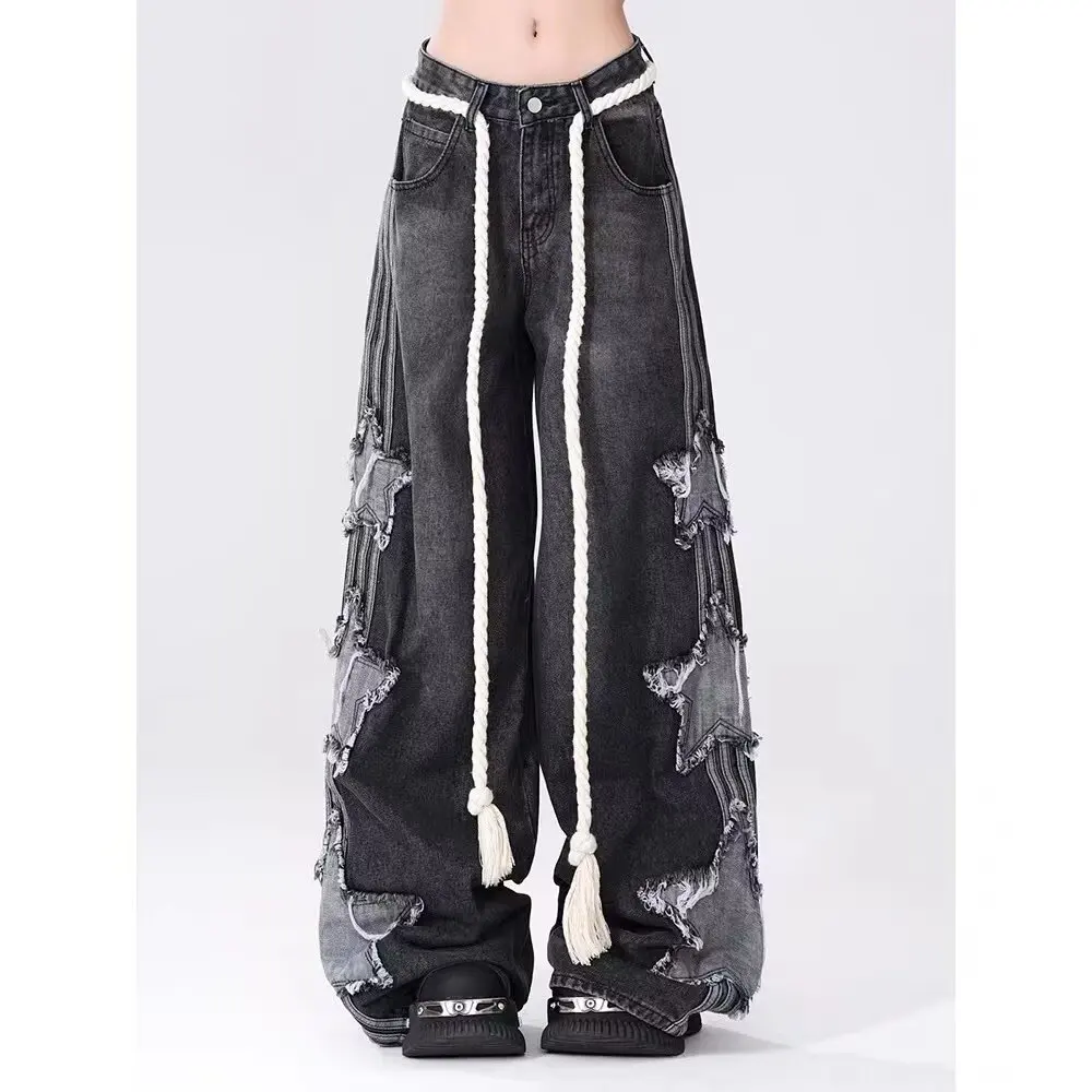 Women Y2k Star Jeans Harajuku 90s Aesthetic Striped Denim Trousers Vintage Baggy Jean Pants Hip Hop Oversized Straight Trousers
Women Y2k Star Jeans Harajuku 90s Aesthetic Striped Denim Trousers Vintage Baggy Jean Pants Hip Hop Oversized Straight Trousers