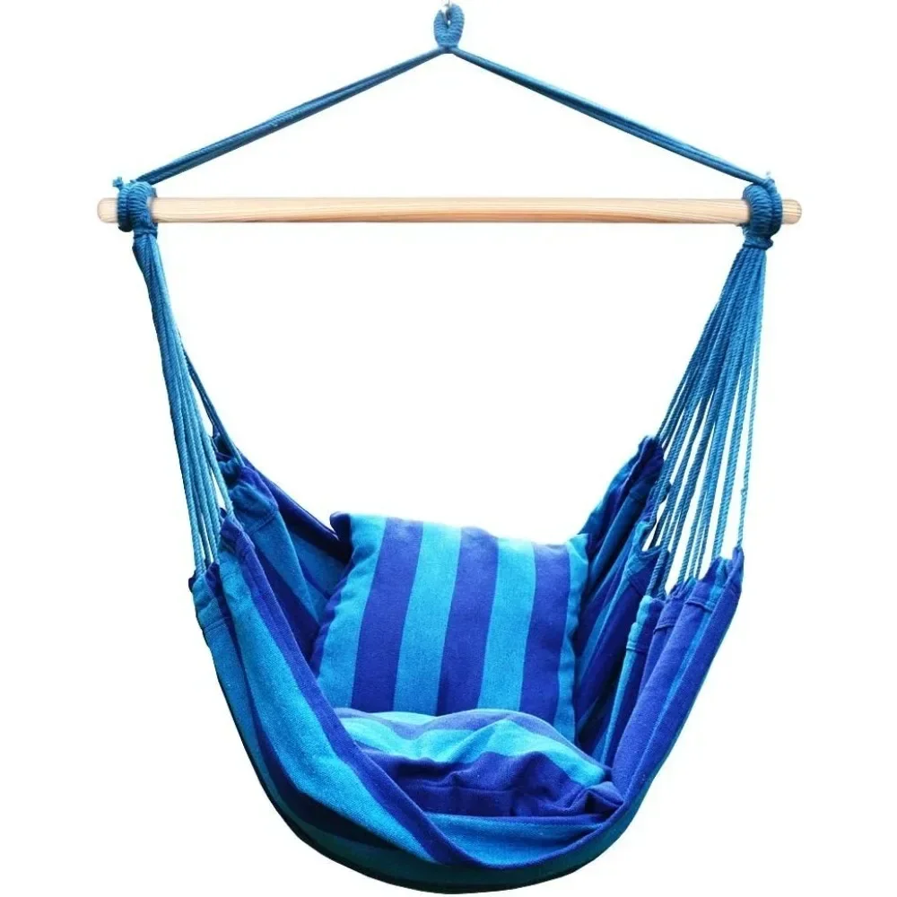 Hanging Hammock Chair, Hanging Swing Chair with Two Cushions, 34 Inch Wide Seat Blue & Green Stripes (Seaside Stripe)
Hanging Hammock Chair, Hanging Swing Chair with Two Cushions, 34 Inch Wide Seat Blue & Green Stripes (Seaside Stripe)