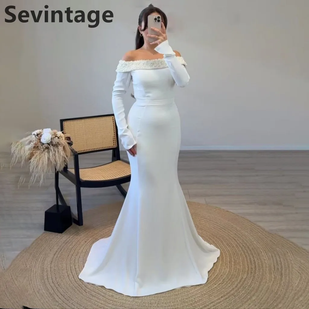 Sevintage 2025 Luxury Dubai Evening Dress Pearls Off Shoulder Mermaid Saudi Arabic Prom Dress Women Formal Gown Customized
Sevintage 2025 Luxury Dubai Evening Dress Pearls Off Shoulder Mermaid Saudi Arabic Prom Dress Women Formal Gown Customized
