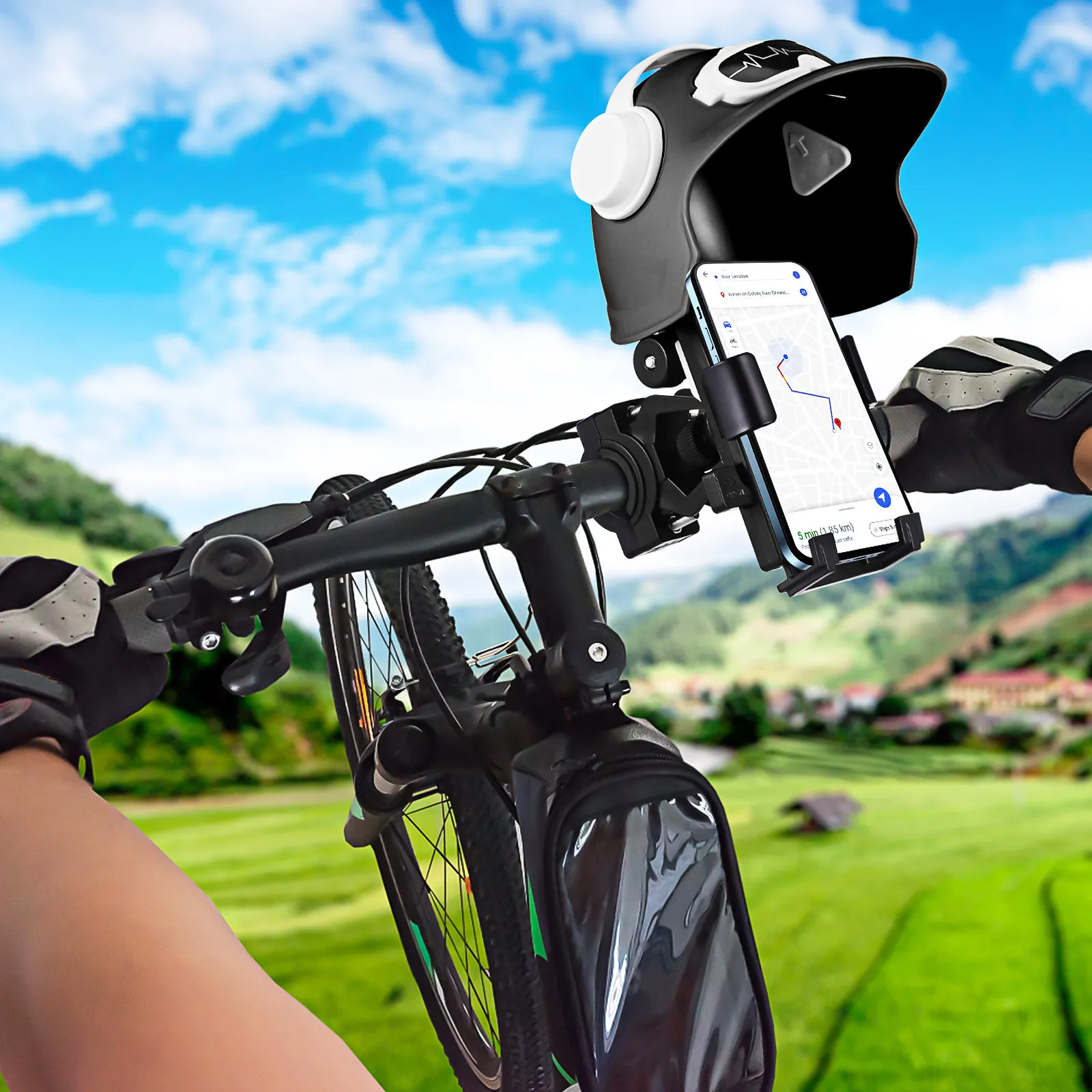 Bike Phone Holder Sunshade Clip Easy Install Secure Grip Handlebar Mount Phone Stand for Riding Motorcycle Navigation
Bike Phone Holder Sunshade Clip Easy Install Secure Grip Handlebar Mount Phone Stand for Riding Motorcycle Navigation