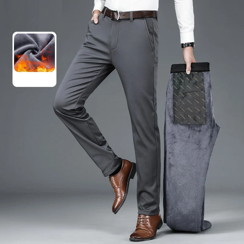Men's winter plush thick casual trousers, elastic slim straight leg pants, warm business commuting pants
Men's winter plush thick casual trousers, elastic slim straight leg pants, warm business commuting pants