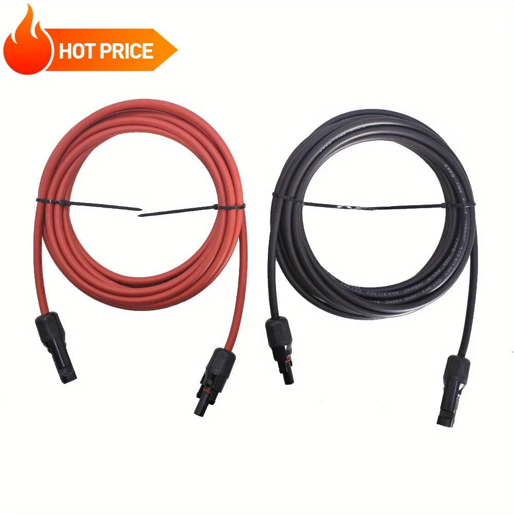 Высокое качество 10 AWG 15 футов удлинительный кабель для солнечной панели, черный + красный
Высокое качество 10 AWG 15 футов удлинительный кабель для солнечной панели, черный + красный
