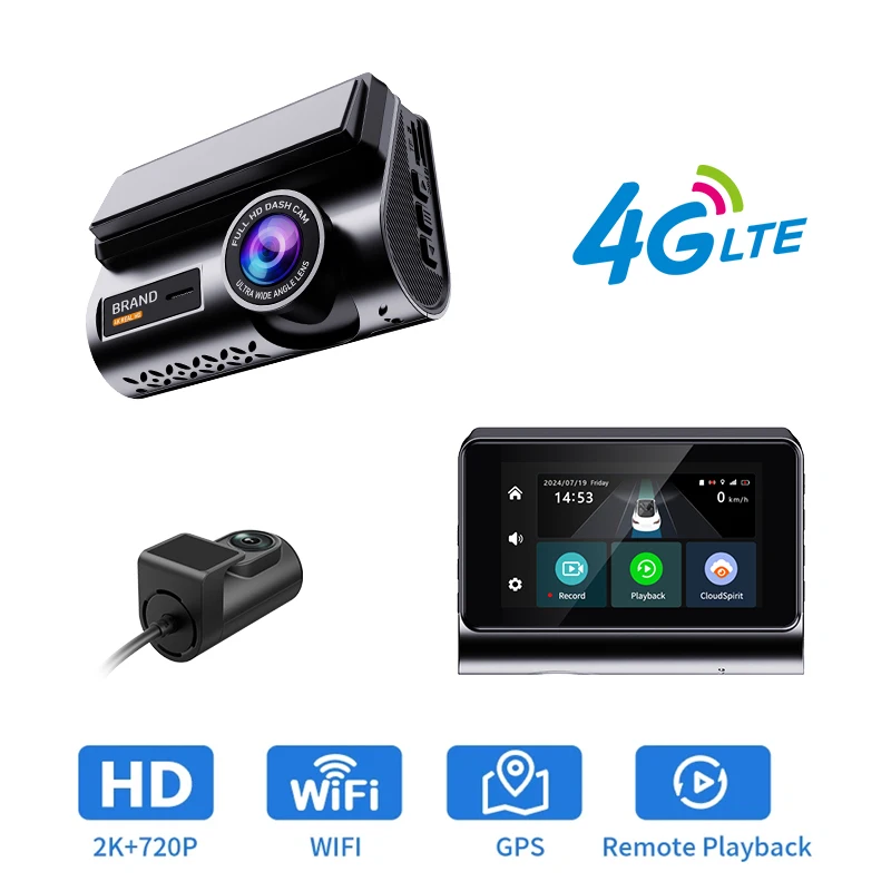 4G LTE Dash Cam with Living Streaming Dual Lens 2K+720P Back Cam APP Remote View Monitor Car Camera Recorder WIFI GPS tracking
4G LTE Dash Cam with Living Streaming Dual Lens 2K+720P Back Cam APP Remote View Monitor Car Camera Recorder WIFI GPS tracking