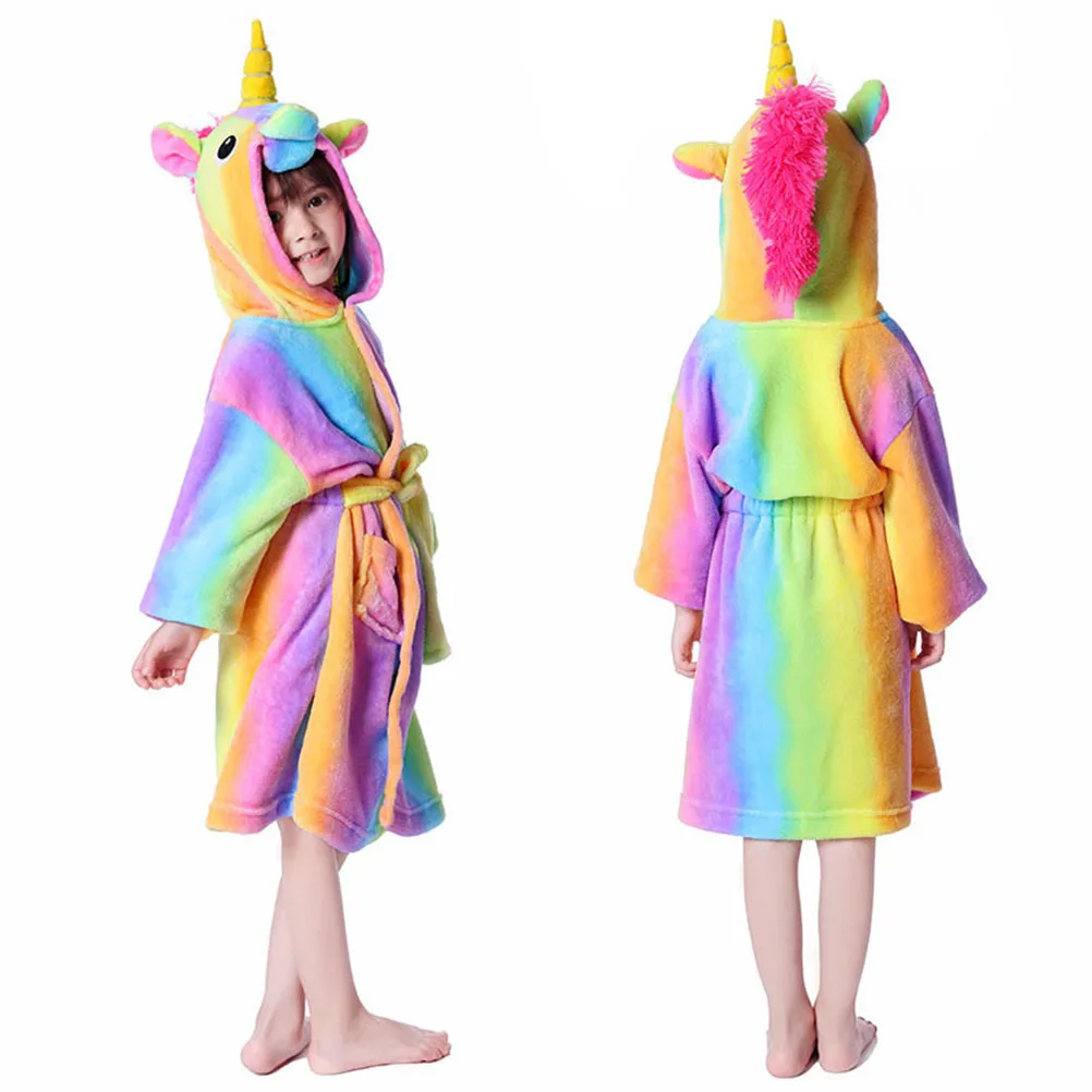 Flannel Robe Rainbow Unicorn Horse Bathrobe Cartoon Pajamas Animal Hooded Kids Home Nightgown (Rainbow Fit for 100-110CM
Flannel Robe Rainbow Unicorn Horse Bathrobe Cartoon Pajamas Animal Hooded Kids Home Nightgown (Rainbow Fit for 100-110CM