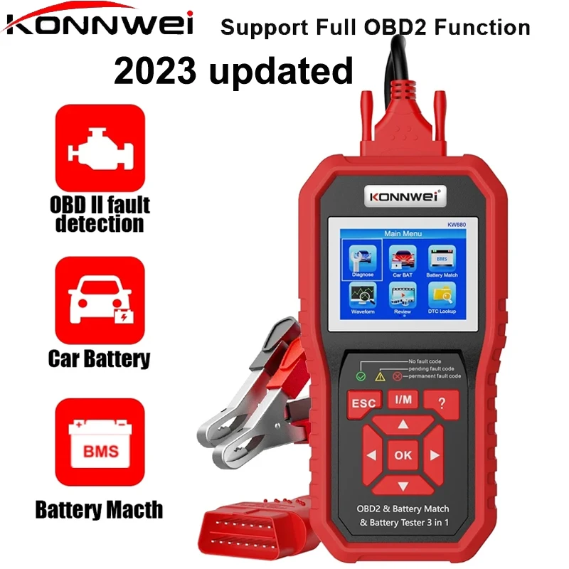 Professional OBD2 Diagnostics Tools Battery Match Tester KW880 OBD2 Scanner Cranking Charging Tester Check Engine Code Reader
Professional OBD2 Diagnostics Tools Battery Match Tester KW880 OBD2 Scanner Cranking Charging Tester Check Engine Code Reader