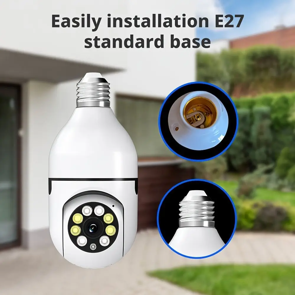 360 Degree Light Bulb Security Camera 5GHz WiFi Automatic Human Tracking Surveillance Camera Full Color Night Vision
360 Degree Light Bulb Security Camera 5GHz WiFi Automatic Human Tracking Surveillance Camera Full Color Night Vision