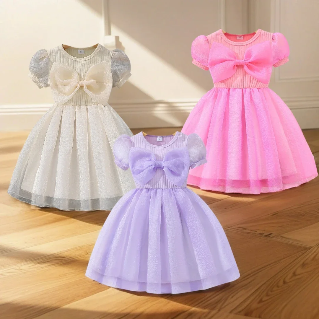 Kid Girls Dress Summer Short Sleeve Lace Solid Color Big Bow Children Clothes Fashion Casual Girls Clothing 3 4 5 6 7 Years old
Kid Girls Dress Summer Short Sleeve Lace Solid Color Big Bow Children Clothes Fashion Casual Girls Clothing 3 4 5 6 7 Years old