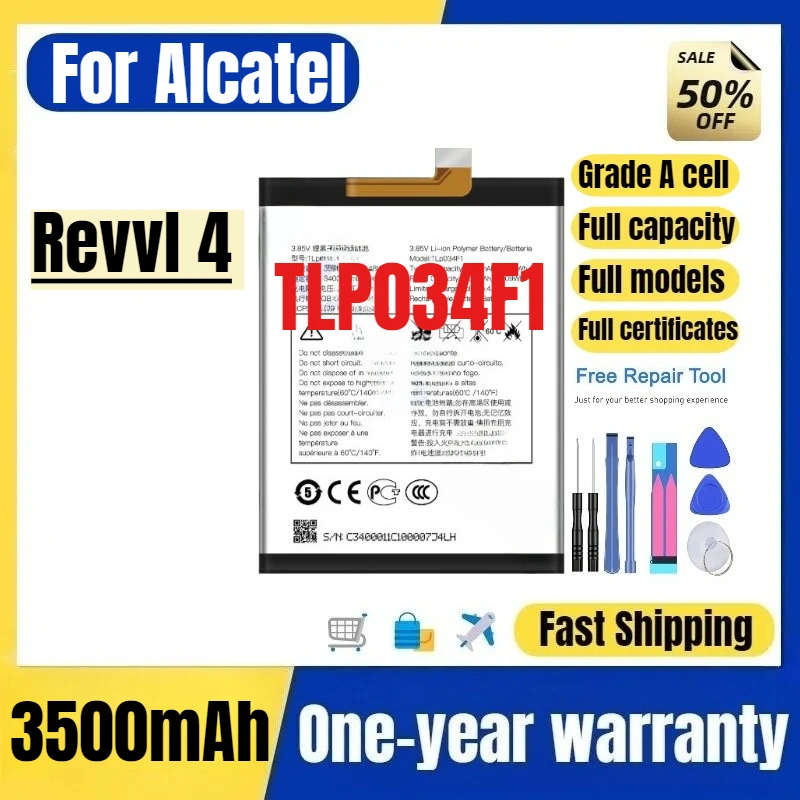 TLP034F1 for Alcatel Revvl 4 Mobile Phone Battery High Quality High Capacity Battery Replacement Bateria Grade A Cell with Tools
TLP034F1 for Alcatel Revvl 4 Mobile Phone Battery High Quality High Capacity Battery Replacement Bateria Grade A Cell with Tools