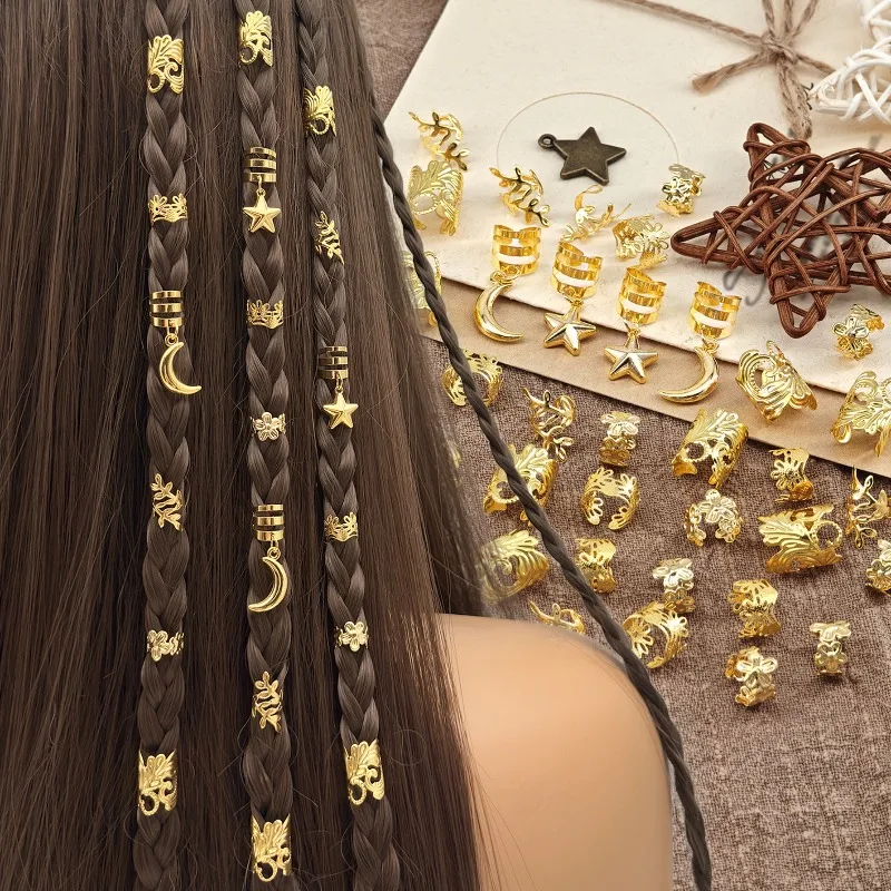 44Pcs Star Moon Pendant Hair Accessories Set Metal Hair Rings for Woman Braids Dreadlocks Non Slip Secure Fit Easy DIY Styling
44Pcs Star Moon Pendant Hair Accessories Set Metal Hair Rings for Woman Braids Dreadlocks Non Slip Secure Fit Easy DIY Styling