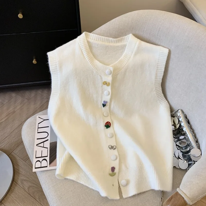 Новый короткий вязаный жилет на пуговицах, женский весенний высококачественный шикарный свитер без рукавов, жилет, женские топы, вязаный жилет
Новый короткий вязаный жилет на пуговицах, женский весенний высококачественный шикарный свитер без рукавов, жилет, женские топы, вязаный жилет