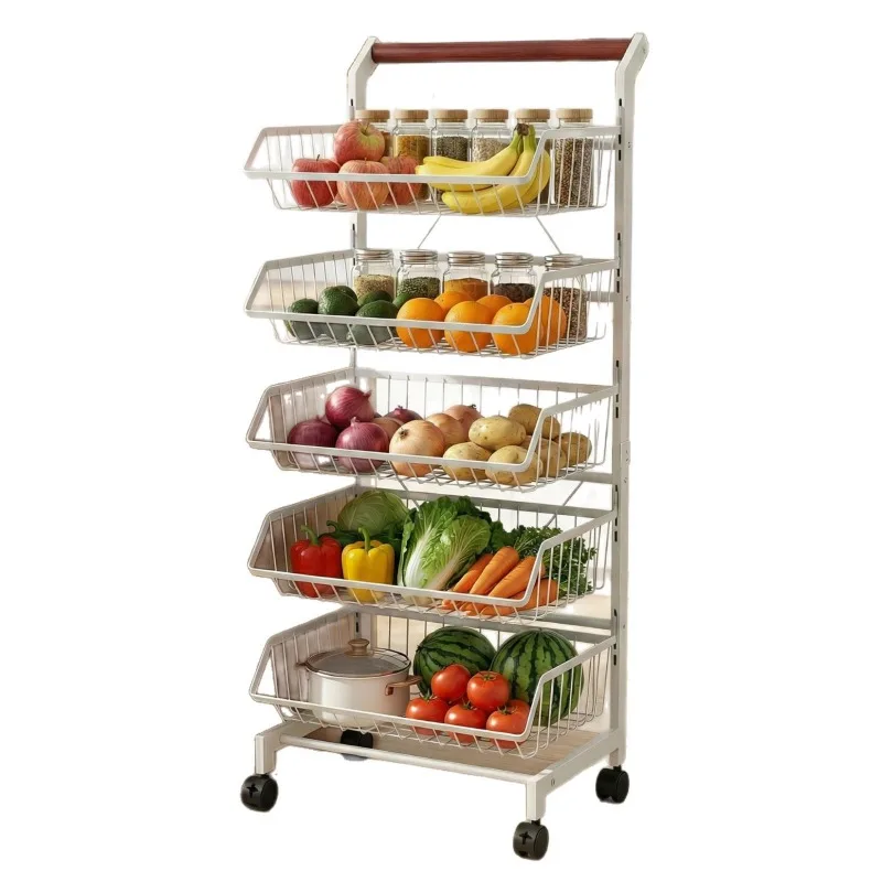 Basket kitchen rack trolley, removable vegetable and fruit storage rack
Basket kitchen rack trolley, removable vegetable and fruit storage rack