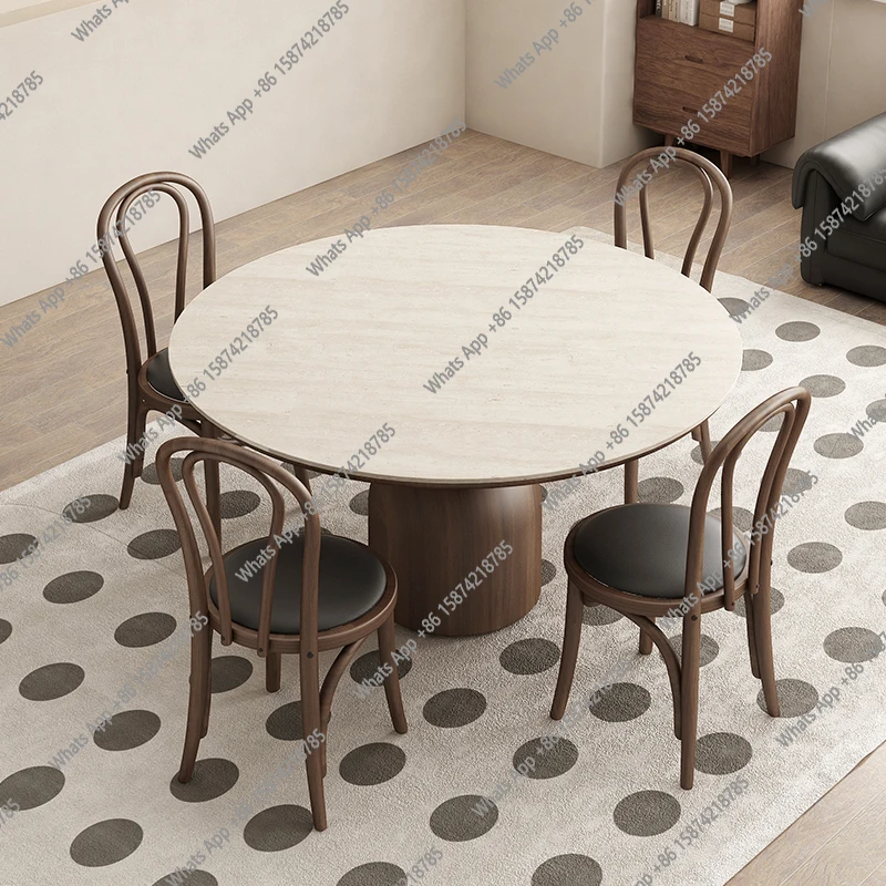 Retro walnut round dining table imported slate household small apartment solid wood French dining table
Retro walnut round dining table imported slate household small apartment solid wood French dining table