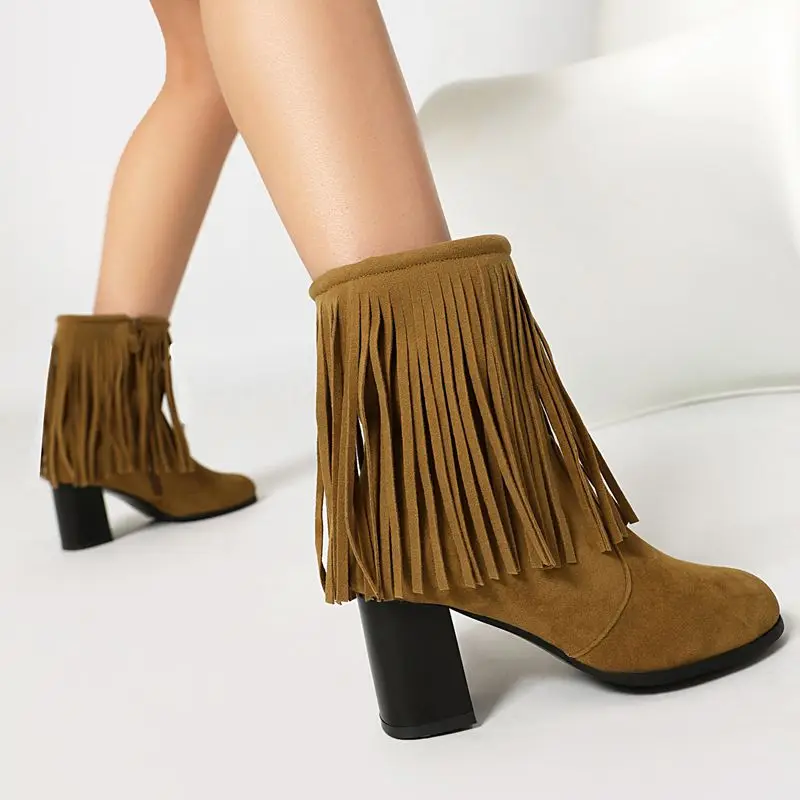 ORCHA LISA Fashion shoes Women's Ankle Boots Round Toe 6.5cm Block Heel Zipper Fringe Flock Suede Elegant Daily Big Size 47-48
ORCHA LISA Fashion shoes Women's Ankle Boots Round Toe 6.5cm Block Heel Zipper Fringe Flock Suede Elegant Daily Big Size 47-48