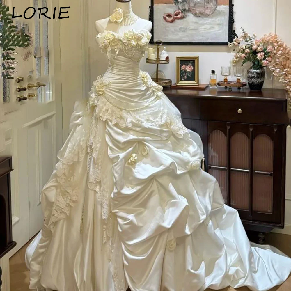 LORIE Vintage 3D Flower Wedding Dresses Applique Puff Strapless A-Line Backless Boho Bridal Gown Customized Party Dresses 2026
LORIE Vintage 3D Flower Wedding Dresses Applique Puff Strapless A-Line Backless Boho Bridal Gown Customized Party Dresses 2026