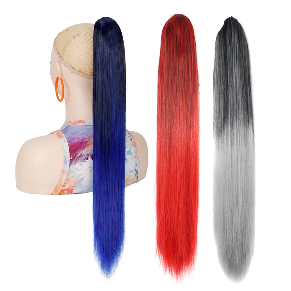 Claw Clip Ponytail Hair Extension Straight Synthetic Hairpiece Ombre Black Blue Red Color Hair for Daily Party Instant Style
Claw Clip Ponytail Hair Extension Straight Synthetic Hairpiece Ombre Black Blue Red Color Hair for Daily Party Instant Style