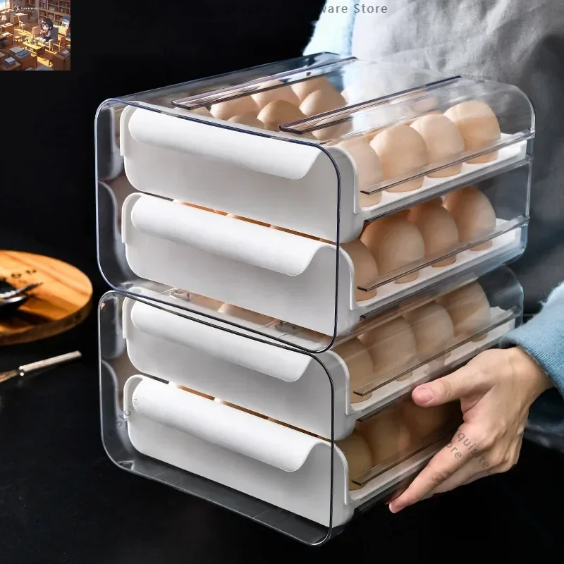 Egg storage box, refrigerator with PET transparent food grade double-layer 4-layer drawer stackable kitchen egg rack holder
Egg storage box, refrigerator with PET transparent food grade double-layer 4-layer drawer stackable kitchen egg rack holder