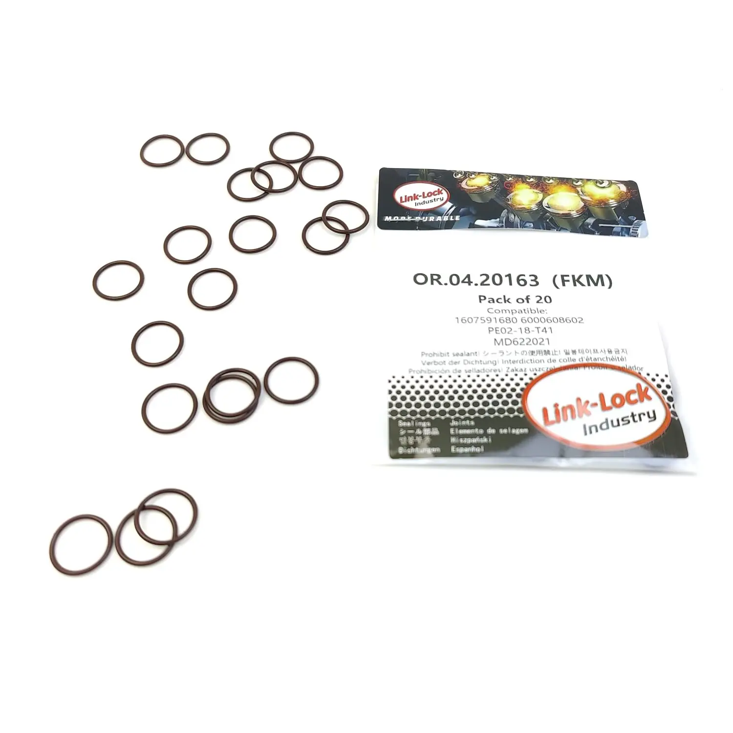 LINK-LOCK 20PCS OR.04.20163 FKM Viton Sealing O-Ring Kit of SENSOR 1607591680 6000608602 PE02-18-T41 MD622021 for PEugeot for CI
LINK-LOCK 20PCS OR.04.20163 FKM Viton Sealing O-Ring Kit of SENSOR 1607591680 6000608602 PE02-18-T41 MD622021 for PEugeot for CI