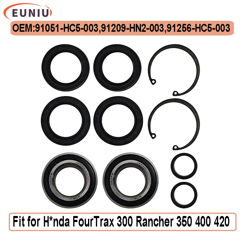 Front Wheel Bearings Seals for H*nda FourTrax 300 Rancher 350 400 420 Only for 4x4 91051-HC5-003 91209-HN2-003 91256-HC5-003
Front Wheel Bearings Seals for H*nda FourTrax 300 Rancher 350 400 420 Only for 4x4 91051-HC5-003 91209-HN2-003 91256-HC5-003