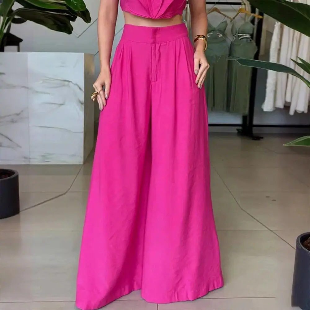 2025 New Women's Casual Sleeveless Wide Leg Pants Two-Piece Set in Magenta Simple Design Comfortable Fashionable Winter Outfit
2025 New Women's Casual Sleeveless Wide Leg Pants Two-Piece Set in Magenta Simple Design Comfortable Fashionable Winter Outfit