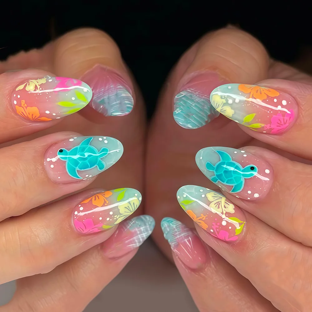 Sea Press on Nails Short French Almond Press on Nails Colorful False Nails Summer Wearable Stick-on Nails Fake Nails Flower 3D
Sea Press on Nails Short French Almond Press on Nails Colorful False Nails Summer Wearable Stick-on Nails Fake Nails Flower 3D