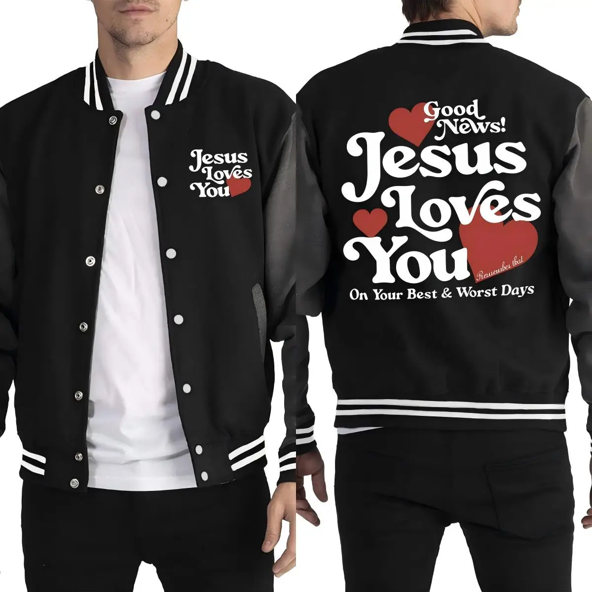 Jesus Loves You On Your Best Worst Days Red Heart Printing Baseball Uniform Men Loose Fleece Clothes Autumn Casual Jacket
Jesus Loves You On Your Best Worst Days Red Heart Printing Baseball Uniform Men Loose Fleece Clothes Autumn Casual Jacket