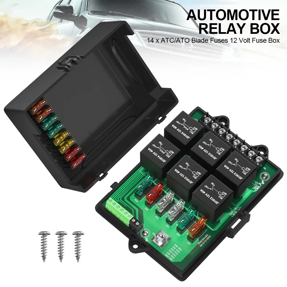 Relay Box Fuse Relay Box 12V Automotive Universal Fuse Panel with 6 Way Relays and 14 x ATC/ATO Blade Fuses 12 Volt Fuse Box
Relay Box Fuse Relay Box 12V Automotive Universal Fuse Panel with 6 Way Relays and 14 x ATC/ATO Blade Fuses 12 Volt Fuse Box