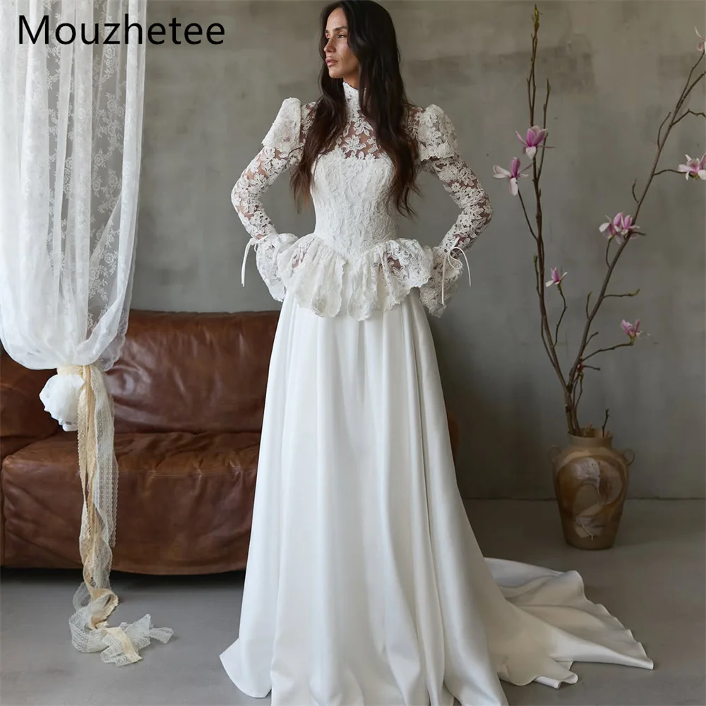 Mouzhetee A-Line Elegant O-Neck Lace Pleat Wedding Dresses Simple Long Sleeve Brides Gown Custom Made 2026
Mouzhetee A-Line Elegant O-Neck Lace Pleat Wedding Dresses Simple Long Sleeve Brides Gown Custom Made 2026