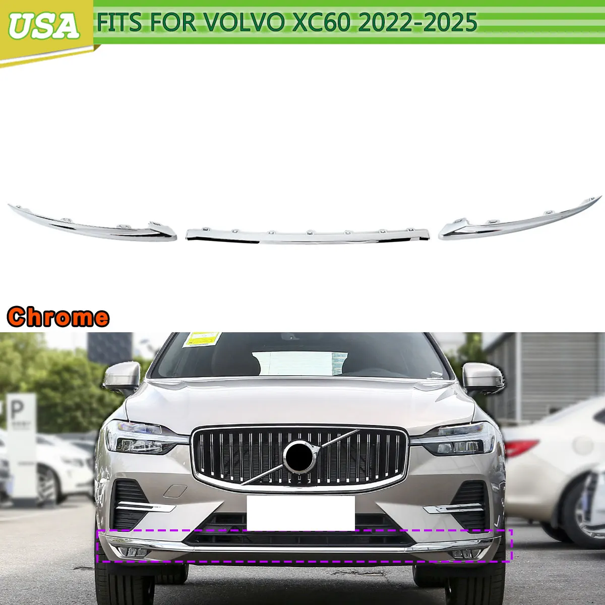 Для Volvo XC60 2022 2023 2024: Нижняя накладка переднего бампера, хромированная, замена для 32227904, 32227905, 32227906
Для Volvo XC60 2022 2023 2024: Нижняя накладка переднего бампера, хромированная, замена для 32227904, 32227905, 32227906