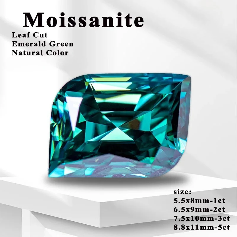 Moissanite Leaf Cut Emerald Green Natural Color Lab Grown Artificial Gemstone for Diy Jewelry Making Materials Certificate
Moissanite Leaf Cut Emerald Green Natural Color Lab Grown Artificial Gemstone for Diy Jewelry Making Materials Certificate