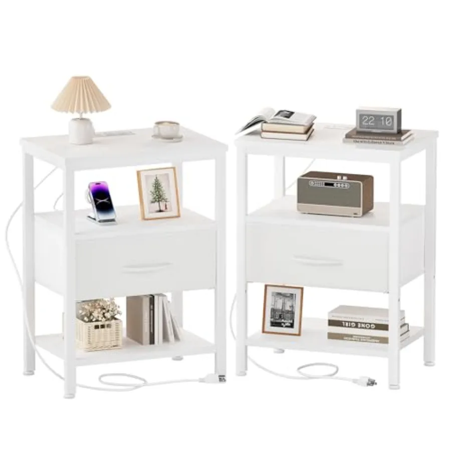Nightstands Set of 2 with Charging Station, Bedside Tables with USB Ports and Fabric Drawer, Small Night Stand with Open Adjust
Nightstands Set of 2 with Charging Station, Bedside Tables with USB Ports and Fabric Drawer, Small Night Stand with Open Adjust