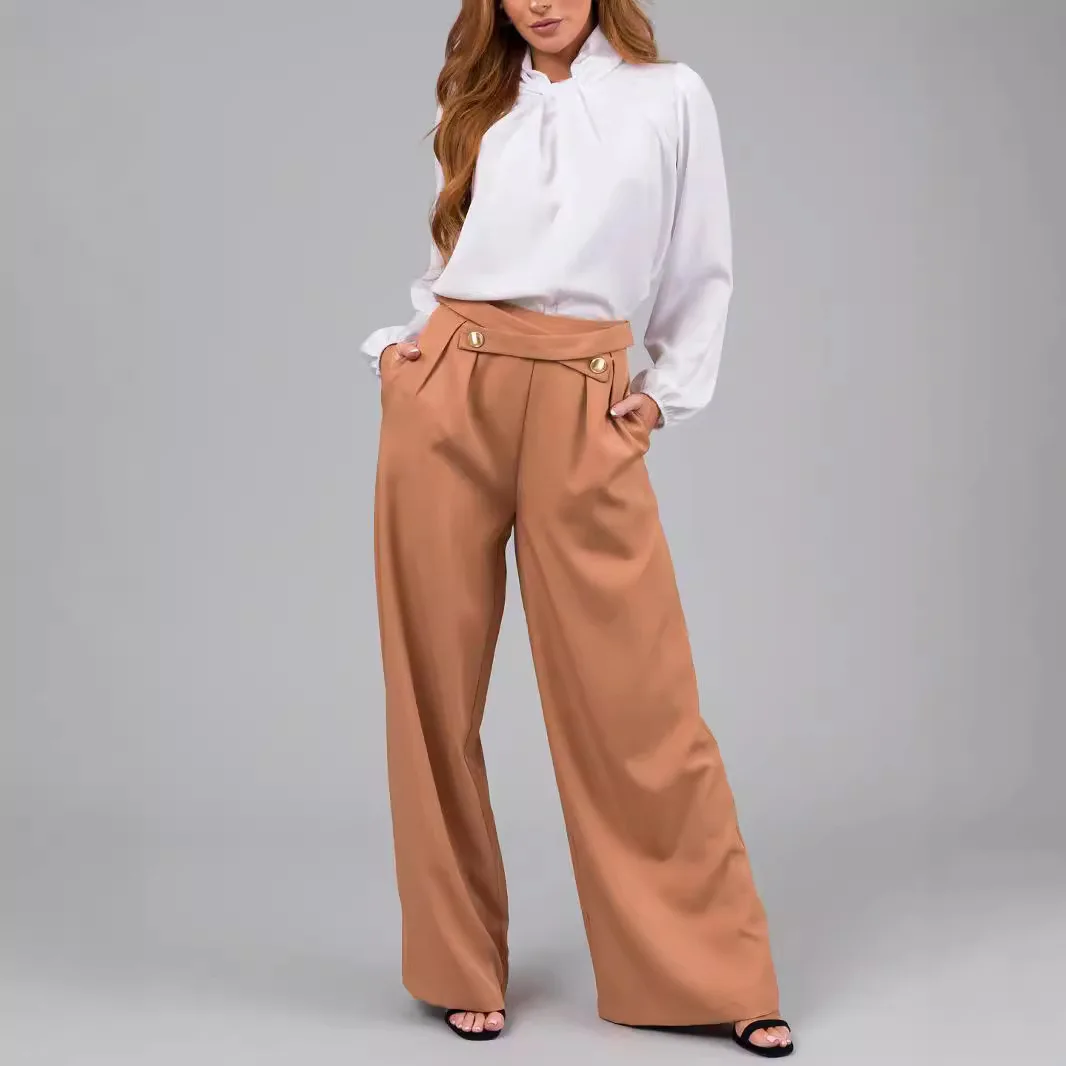 Spring Women Pants High Waist Loose Wide Leg Deep Crotch Solid Color Soft Breathable Straight Pockets Lady Casual Long Trousers
Spring Women Pants High Waist Loose Wide Leg Deep Crotch Solid Color Soft Breathable Straight Pockets Lady Casual Long Trousers